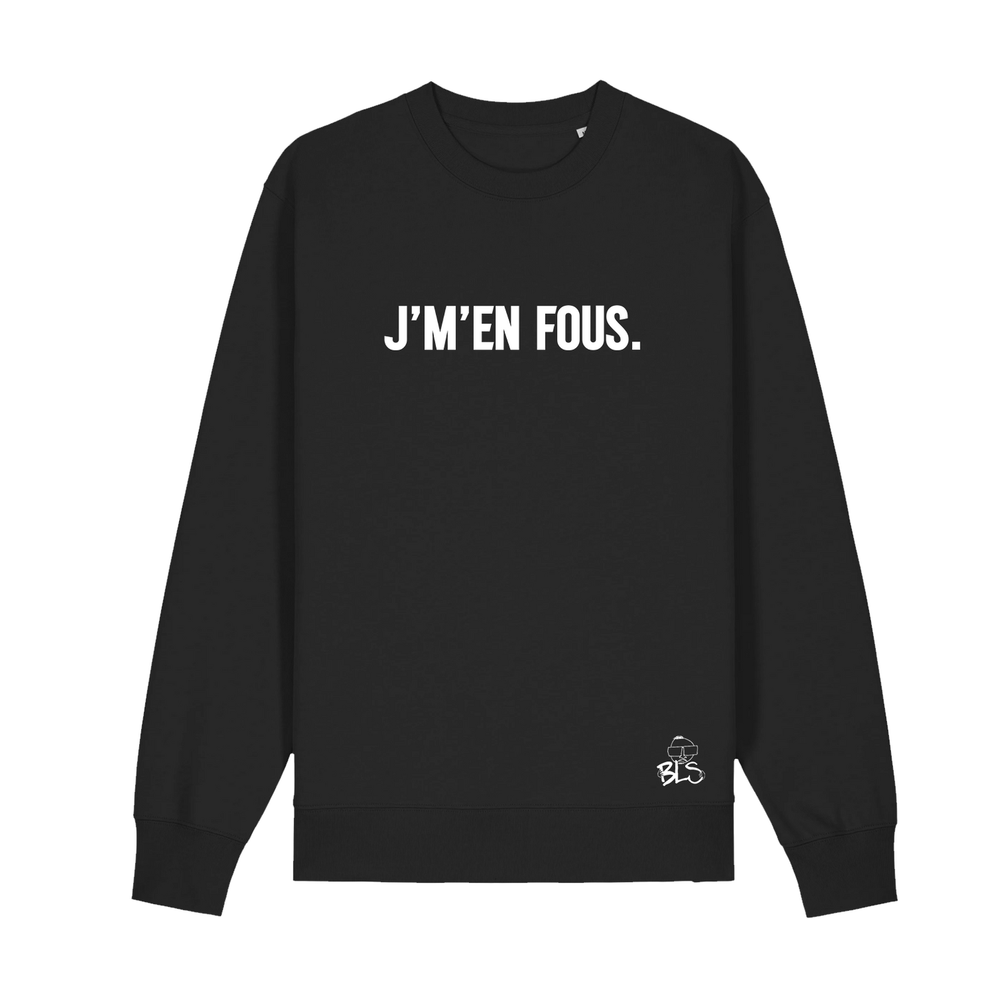 Sweat Col Rond J'men fous Noir